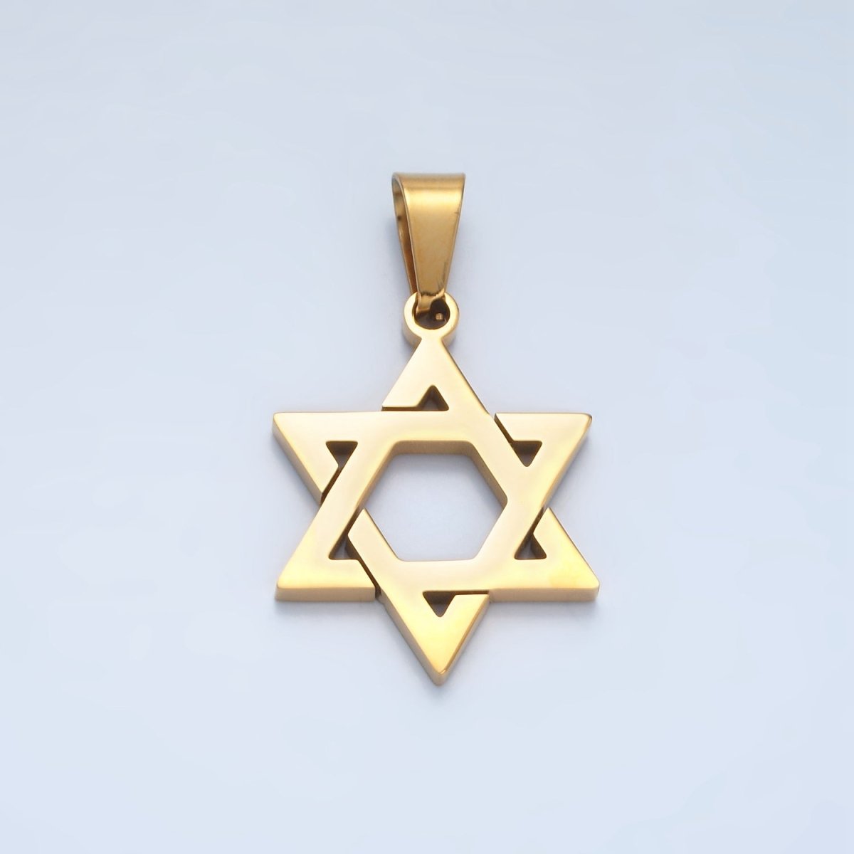 Stainless Steel 37mm Star of David Jewish Religious Open Pendant in Gold &amp; Silver | P1481