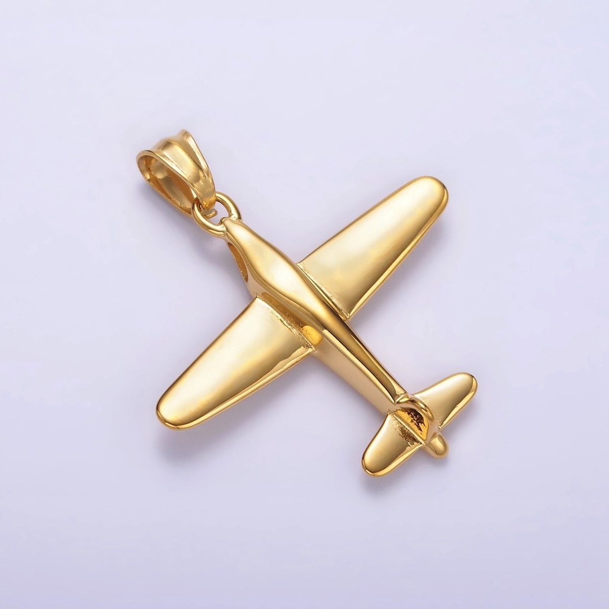 Stainless Steel 38.5mm Airplane Flying Aircraft Statement Pendant in Gold &amp; Silver | P-781