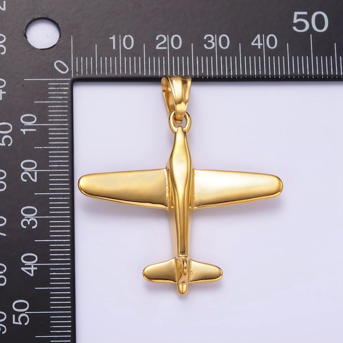 Stainless Steel 38.5mm Airplane Flying Aircraft Statement Pendant in Gold &amp; Silver | P-781