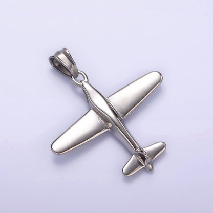 Stainless Steel 38.5mm Airplane Flying Aircraft Statement Pendant in Gold &amp; Silver | P-781