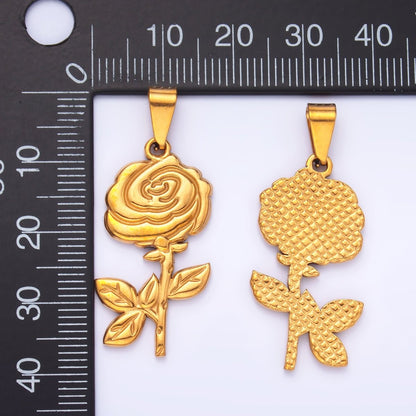 Stainless Steel 38mm Rose Flower Minimalist Pendant | P1551