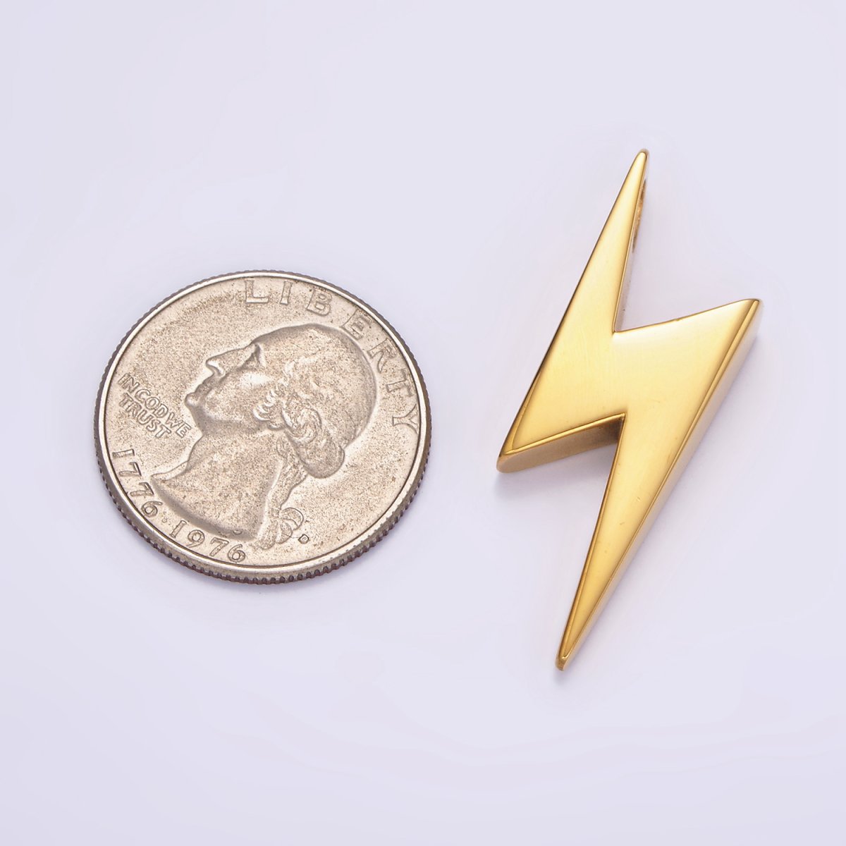 Stainless Steel 38mm Thunder Lightning Bolt Pendant in Gold &amp; Silver  P-612
