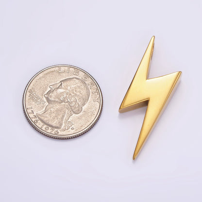 Stainless Steel 38mm Thunder Lightning Bolt Pendant in Gold &amp; Silver  P-612