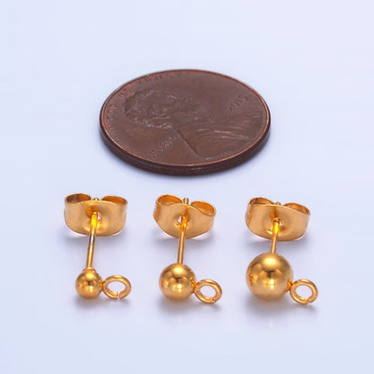 Stainless Steel 3mm, 4mm, 5mm Ball Bead Drop Stud Findings | Z1062 Z1077 Z1078