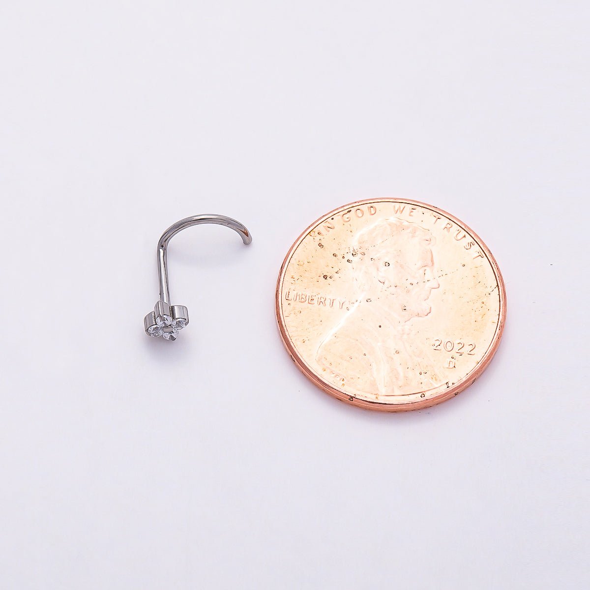 Titanium 3mm Clear CZ Cartilage Nose Single Piercing Stud in Gold &amp; Silver | BJ-00039 BJ-00040