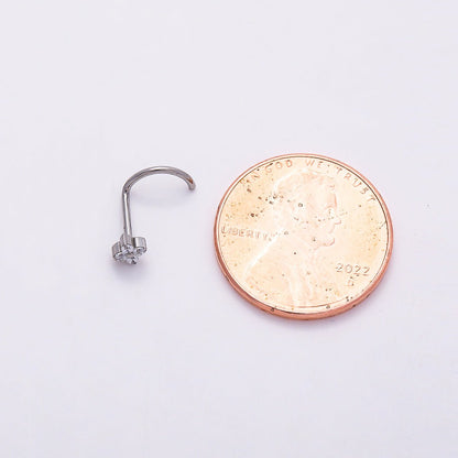 Titanium 3mm Clear CZ Cartilage Nose Single Piercing Stud in Gold &amp; Silver | BJ-00039 BJ-00040