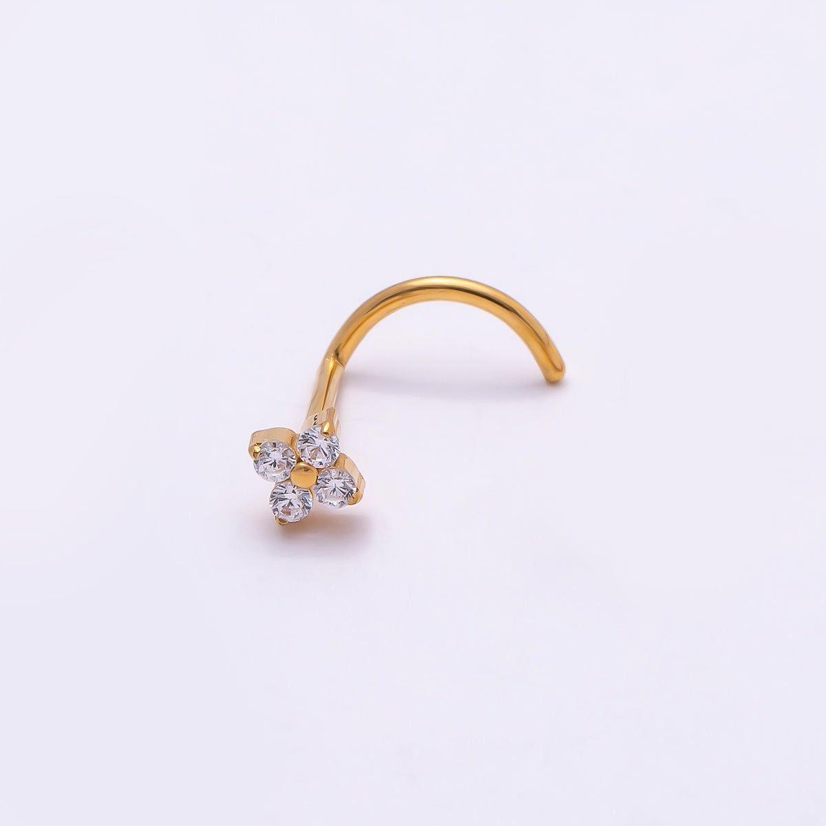 Titanium 3mm Clear CZ Cartilage Nose Single Piercing Stud in Gold &amp; Silver | BJ-00039 BJ-00040