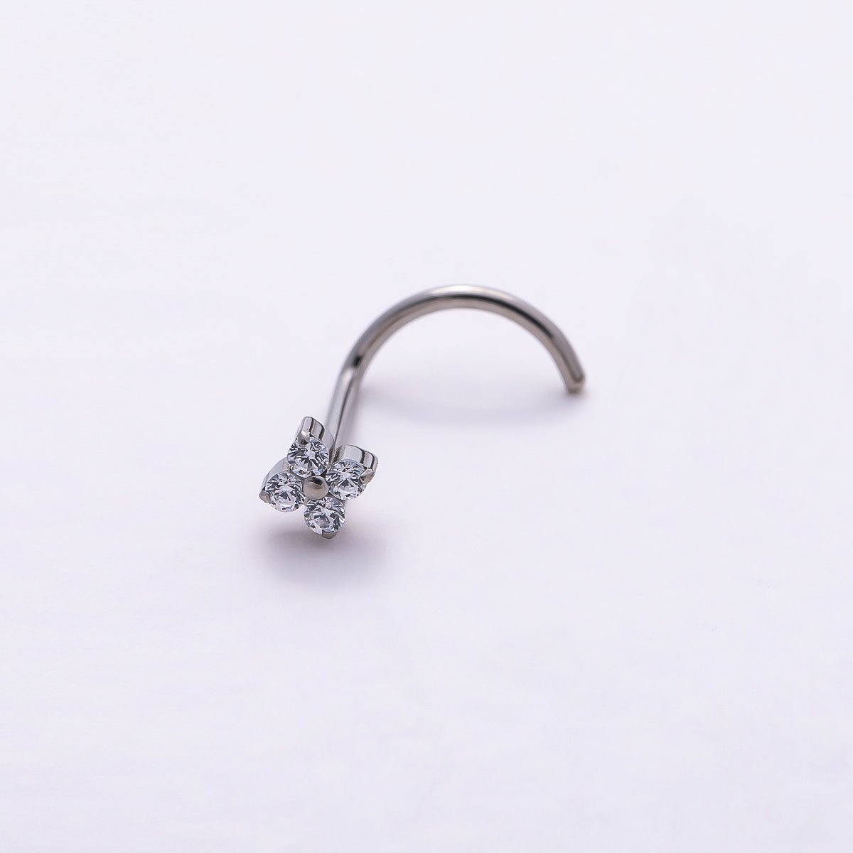 Titanium 3mm Clear CZ Cartilage Nose Single Piercing Stud in Gold &amp; Silver | BJ-00039 BJ-00040
