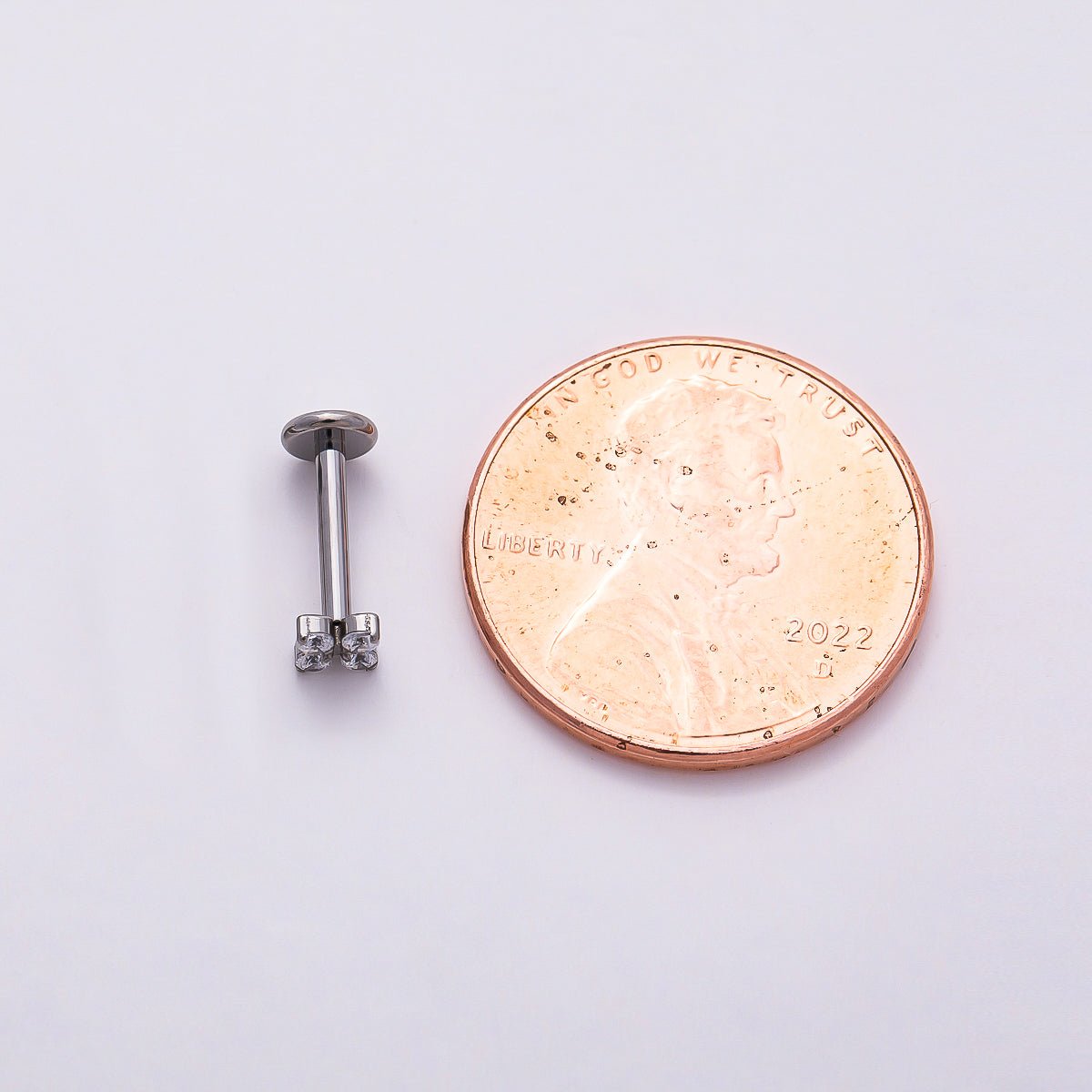Titanium 3.3mm Clear CZ Flower Single Cartilage Piercing Flat Back Stud | BJ-00027