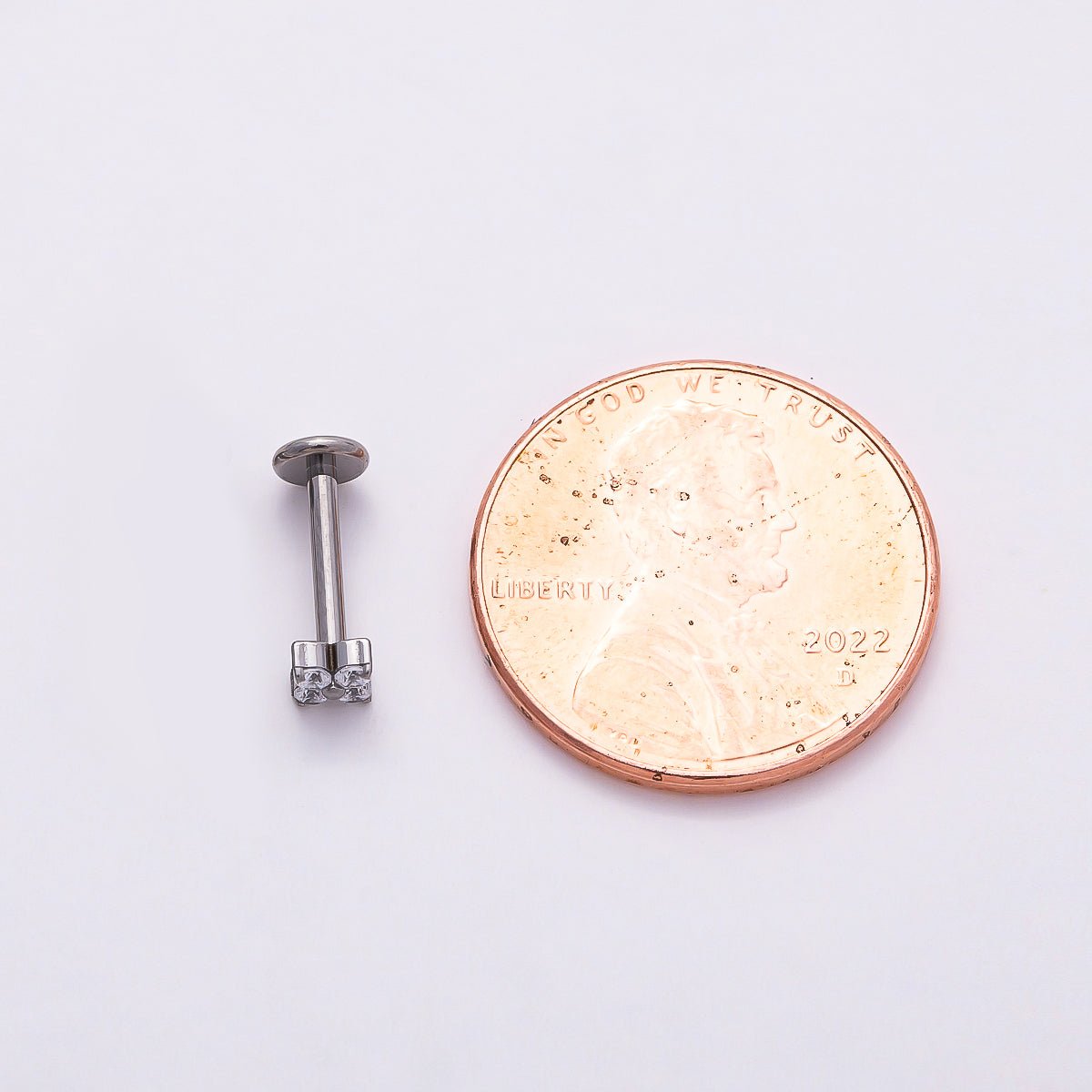 Titanium 3mm Clear CZ Flower Single Cartilage Piercing Flat Back Stud | BJ-00045 BJ-00046