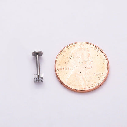 Titanium 3mm Clear CZ Flower Single Cartilage Piercing Flat Back Stud | BJ-00045 BJ-00046
