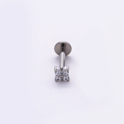 Titanium 3mm Clear CZ Flower Single Cartilage Piercing Flat Back Stud | BJ-00045 BJ-00046