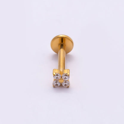 Titanium 3mm Clear CZ Flower Single Cartilage Piercing Flat Back Stud | BJ-00045 BJ-00046