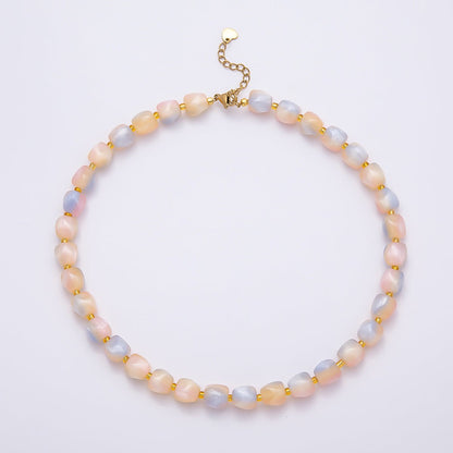 Stainless Steel 3mm Geometric Resin 16 Inch Necklace w. Extender | WA-04502 ~ WA-04508
