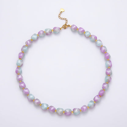 Stainless Steel 3mm Geometric Resin 16 Inch Necklace w. Extender | WA-04502 ~ WA-04508