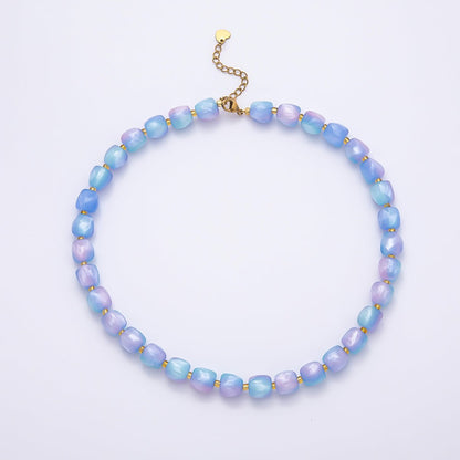 Stainless Steel 3mm Geometric Resin 16 Inch Necklace w. Extender | WA-04502 ~ WA-04508