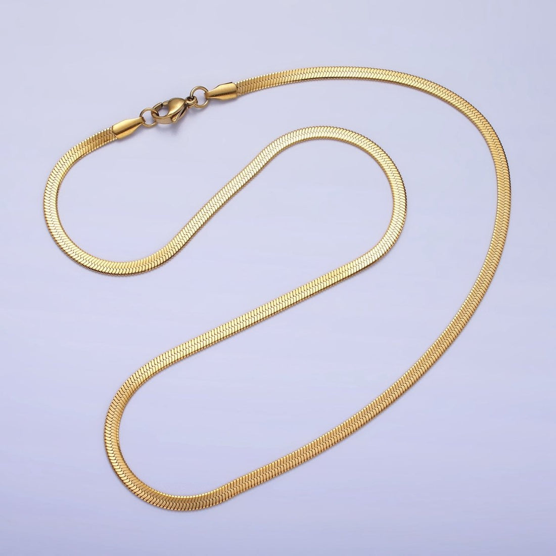 Stainless Steel 3mm Snake Herringbone 19.5 Inch, 17.7 Inch Chain Necklace with Lobster Clasps in Gold &amp; Silver | WA-1617 - WA-1621 Clearance Pricing