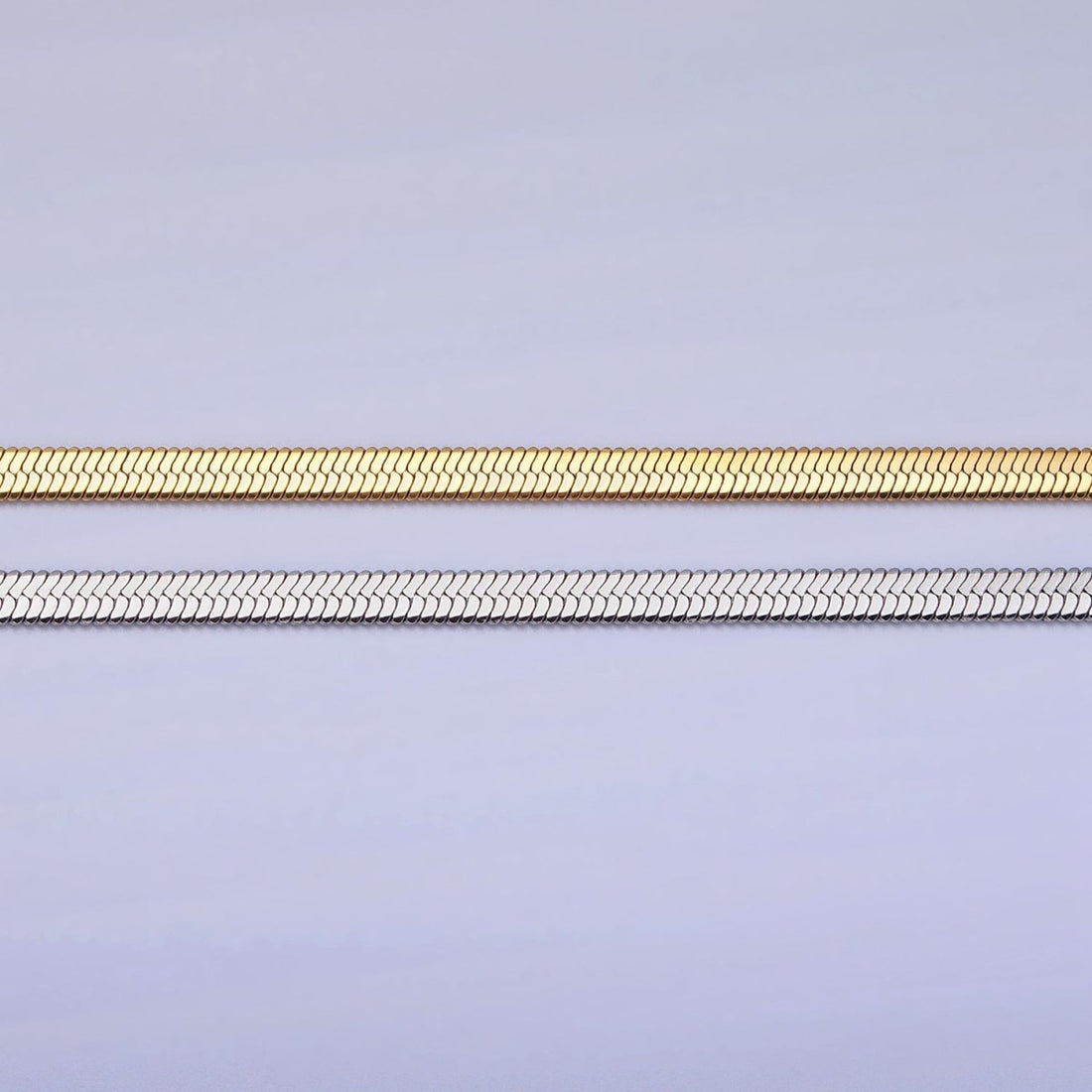 Stainless Steel 3mm Snake Herringbone 19.5 Inch, 17.7 Inch Chain Necklace with Lobster Clasps in Gold &amp; Silver | WA-1617 - WA-1621 Clearance Pricing