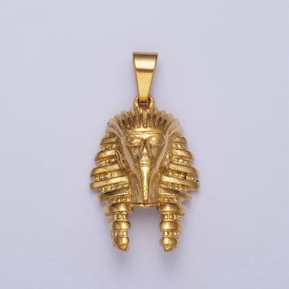 Stainless Steel 40mm Ancient Egyptian Mummy King Pharaoh Pendant in Gold &amp; Silver J-507 J-508