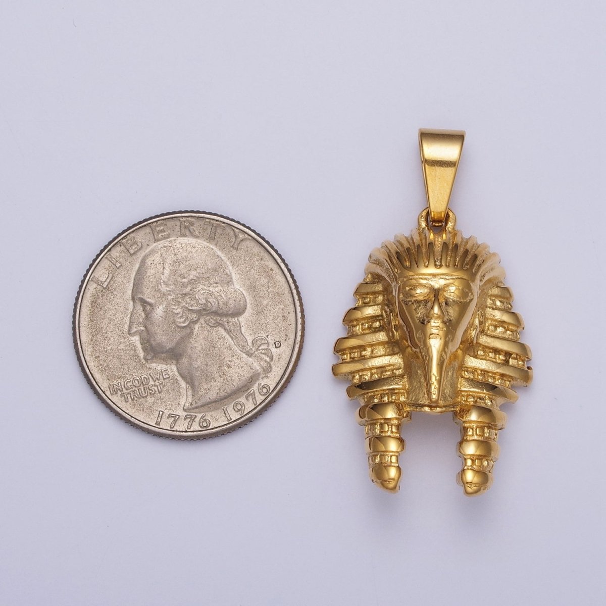 Stainless Steel 40mm Ancient Egyptian Mummy King Pharaoh Pendant in Gold &amp; Silver J-507 J-508