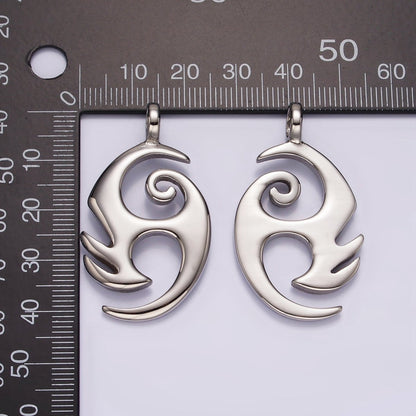 Stainless Steel 40mm Curved Edge Geometric Open Oval Pendant | P1366