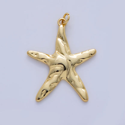 Stainless Steel 40mm Hammered Starfish Charm | AF316