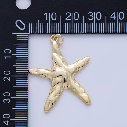 Stainless Steel 40mm Hammered Starfish Charm | AF316