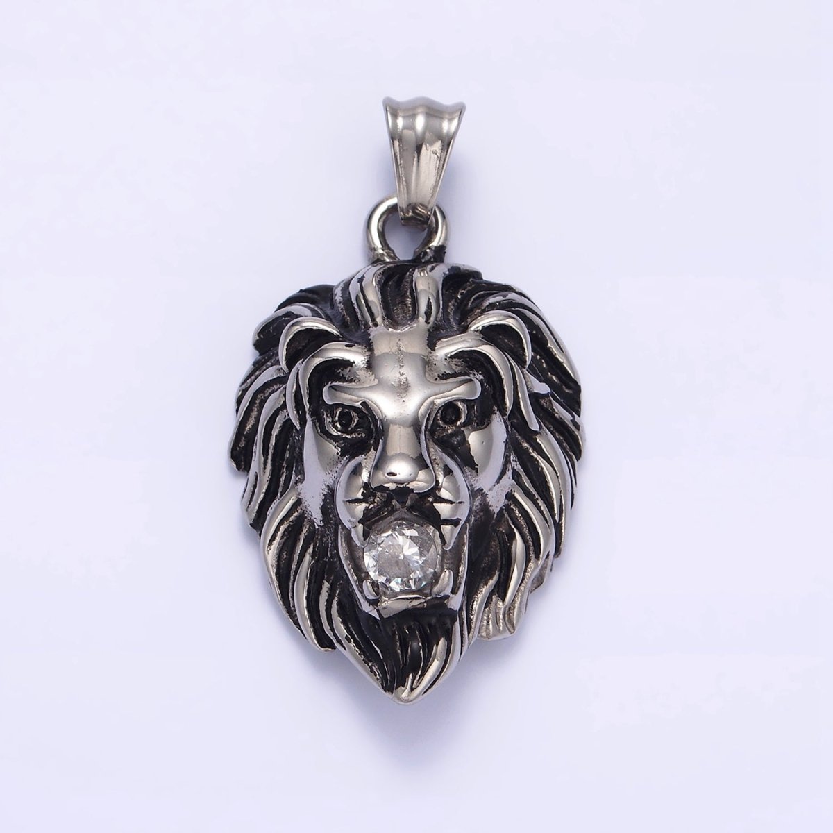 Stainless Steel 40mm Roaring Lion Animal Statement Pendant in Gold &amp; Silver | P-783