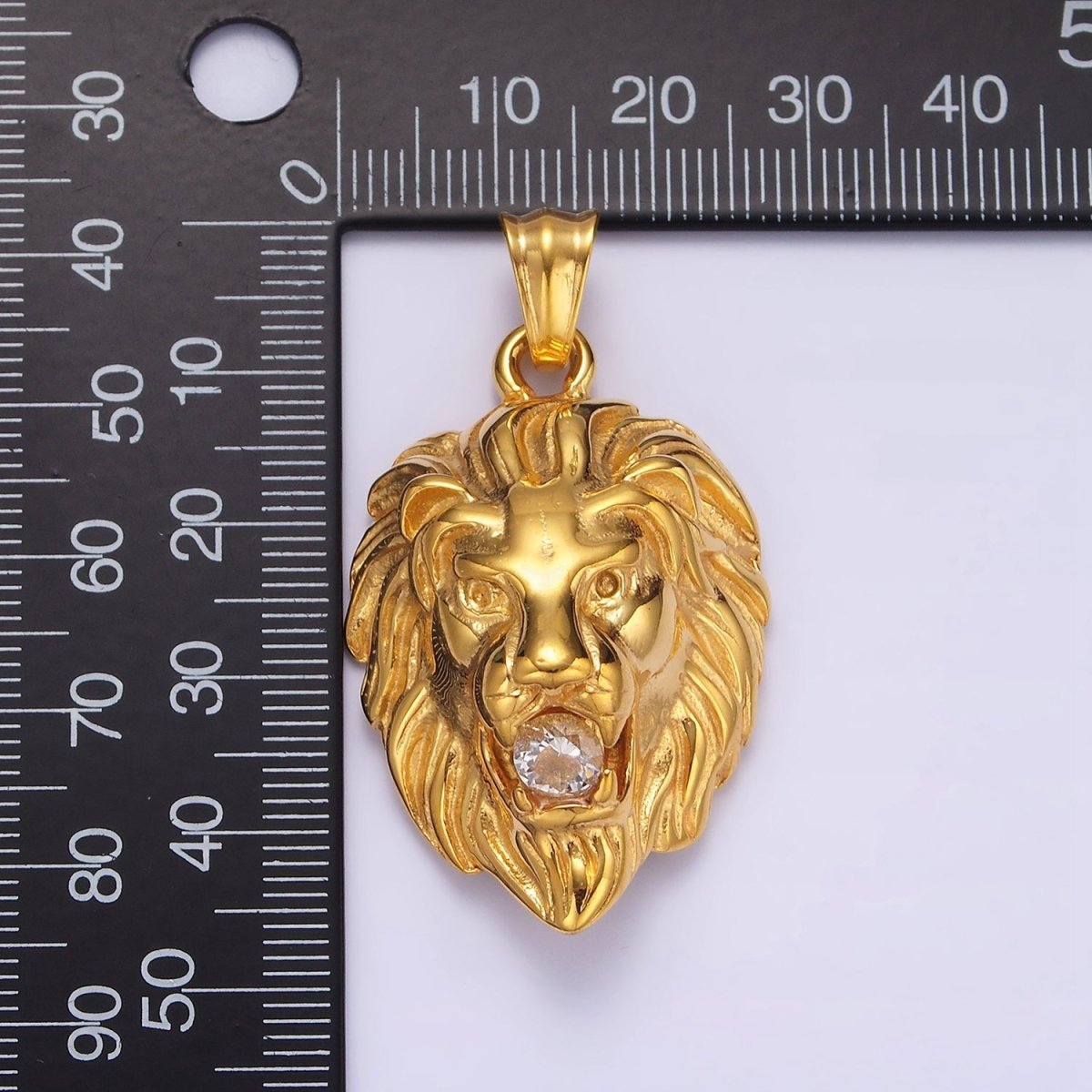 Stainless Steel 40mm Roaring Lion Animal Statement Pendant in Gold &amp; Silver | P-783