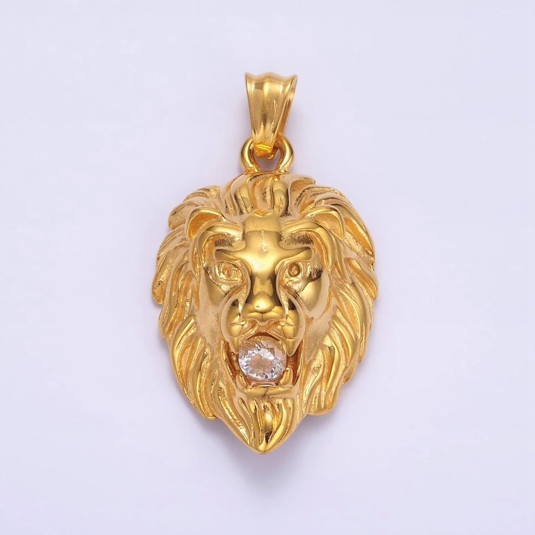 Stainless Steel 40mm Roaring Lion Animal Statement Pendant in Gold &amp; Silver | P-783