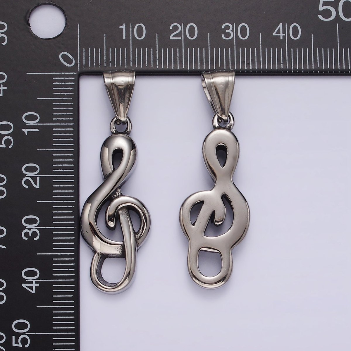 Stainless Steel 40mm  Treble Clef Music Note Minimalist Pendant | P1190