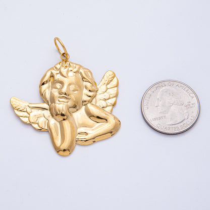 Stainless Steel 41.5mm Cherub Baby Angel Statement Charm | J906