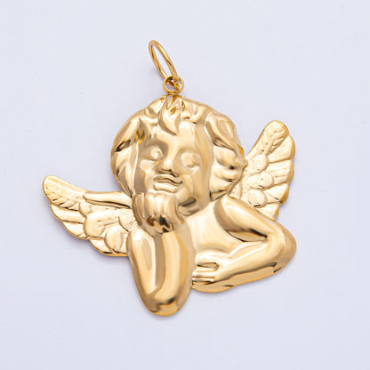 Stainless Steel 41.5mm Cherub Baby Angel Statement Charm | J906