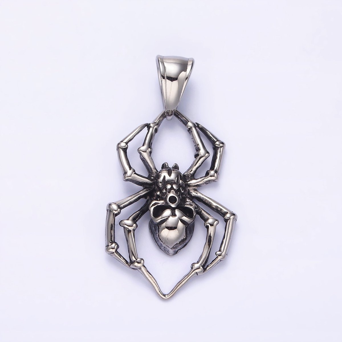 Stainless Steel 41mm Skull Skeleton Spider Insect Pendant in Gold &amp; Silver | P-739