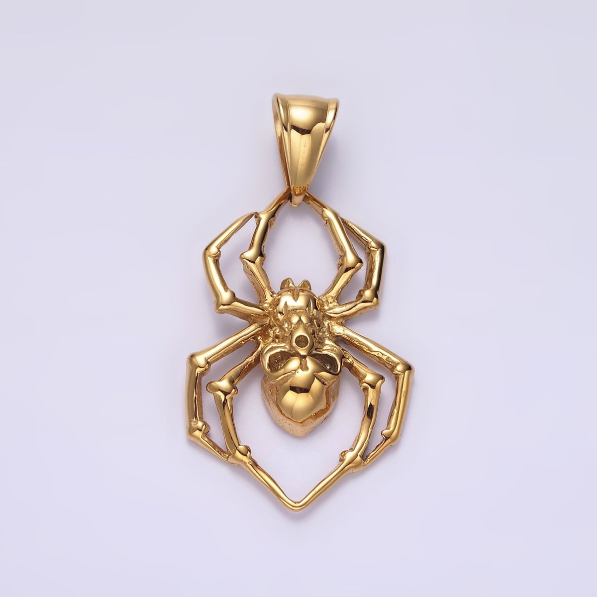 Stainless Steel 41mm Skull Skeleton Spider Insect Pendant in Gold &amp; Silver | P-739