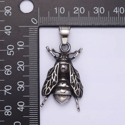 Stainless Steel 42mm Beetle Moth Wings Insect Pendant | P-778