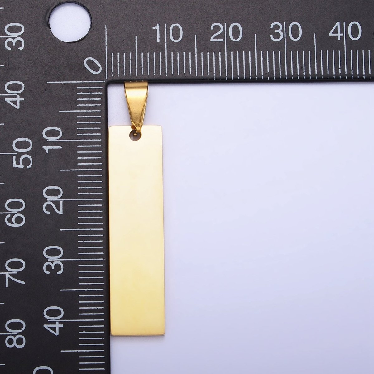 Stainless Steel 42mm Rectangular Tag Personalized Pendant in Gold &amp; Silver | P-1087 P-1088