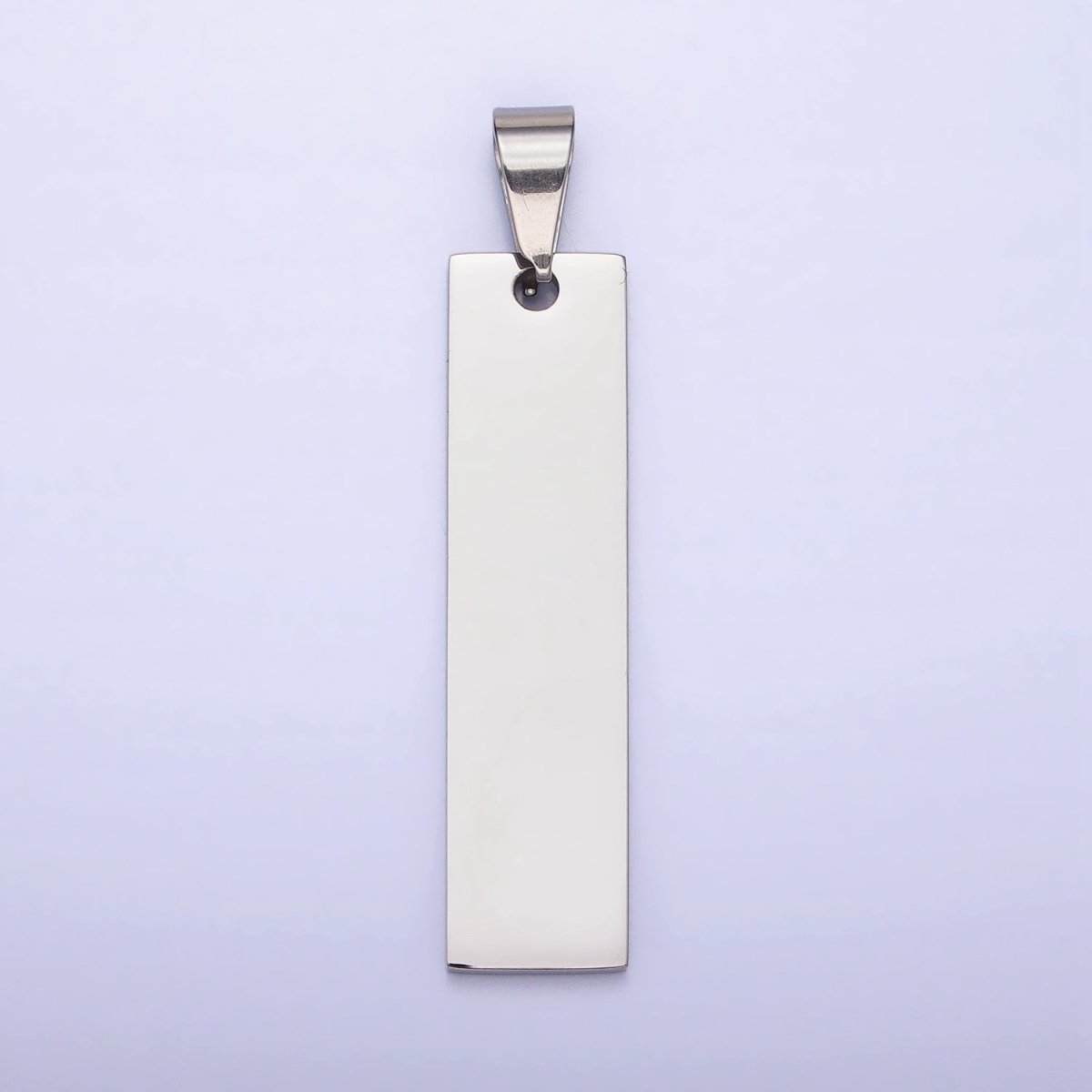 Stainless Steel 42mm Rectangular Tag Personalized Pendant in Gold &amp; Silver | P-1087 P-1088