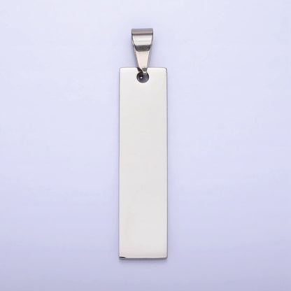 Stainless Steel 42mm Rectangular Tag Personalized Pendant in Gold &amp; Silver | P-1087 P-1088