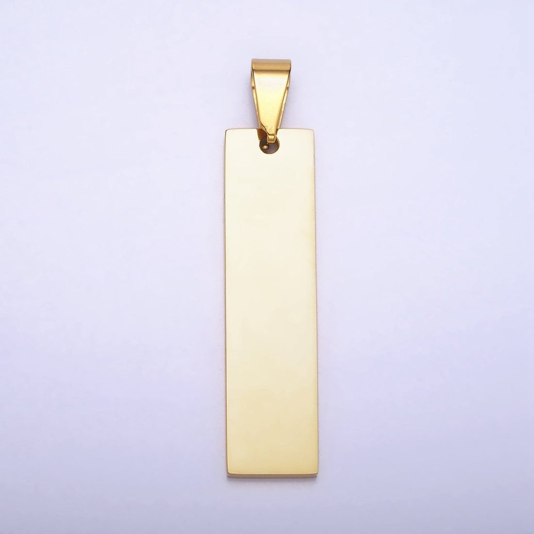 Stainless Steel 42mm Rectangular Tag Personalized Pendant in Gold &amp; Silver | P-1087 P-1088