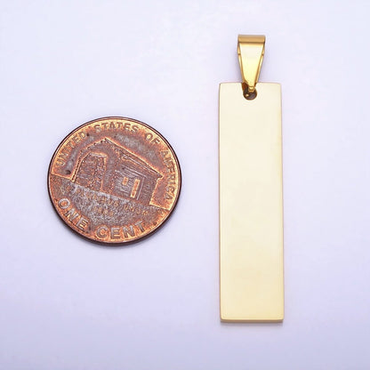 Stainless Steel 42mm Rectangular Tag Personalized Pendant in Gold &amp; Silver | P-1087 P-1088