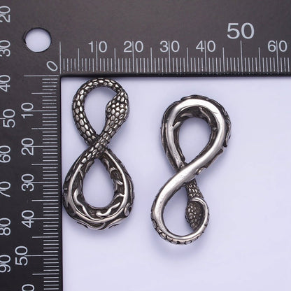 Stainless Steel 43mm Artisan Scaled Snake Serpent Animal Infinity Charm | P946