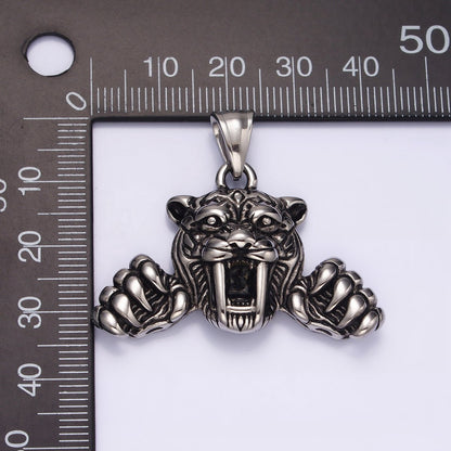 Stainless Steel 44mm Claws Panther Leopard Tiger Animal Pendant | P-828