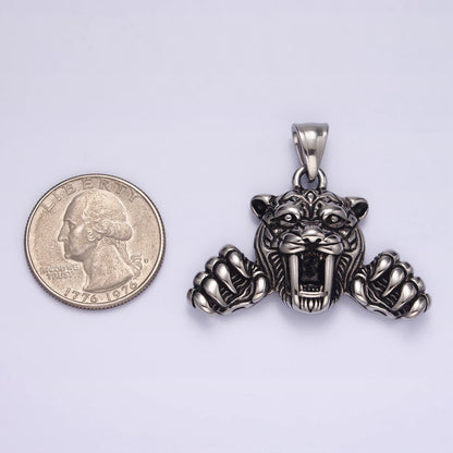 Stainless Steel 44mm Claws Panther Leopard Tiger Animal Pendant | P-828