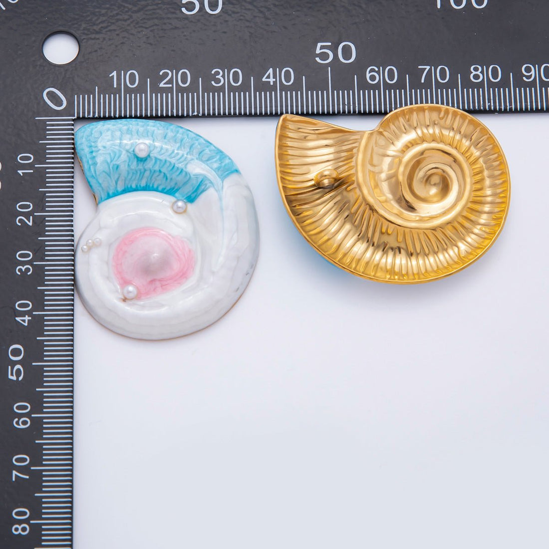 Stainless Steel 45mm Enamel Art Shell Pearl Colorful Ocean Nautilus Shell Charm| AH-926