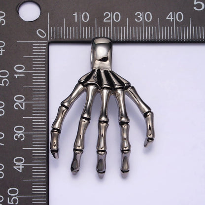 Stainless Steel 45mm Long Skeleton Bone Hands Horror Halloween Charm P-552