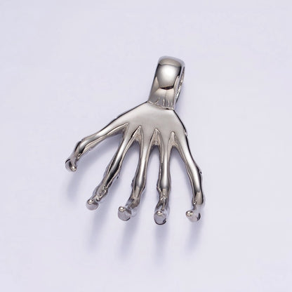 Stainless Steel 45mm Long Skeleton Bone Hands Horror Halloween Charm P-552