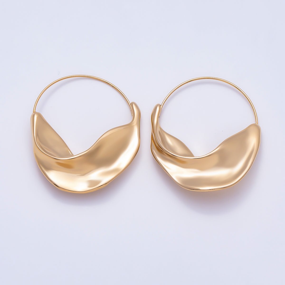Stainless Steel 45mm Minimalist Geometric Foil Circular Round Hoop | Earrings-0015