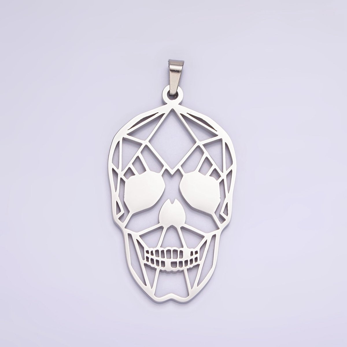 Stainless Steel 45mm Open Geometric Skeleton Skull Pendant in Gold &amp; Silver | P-848