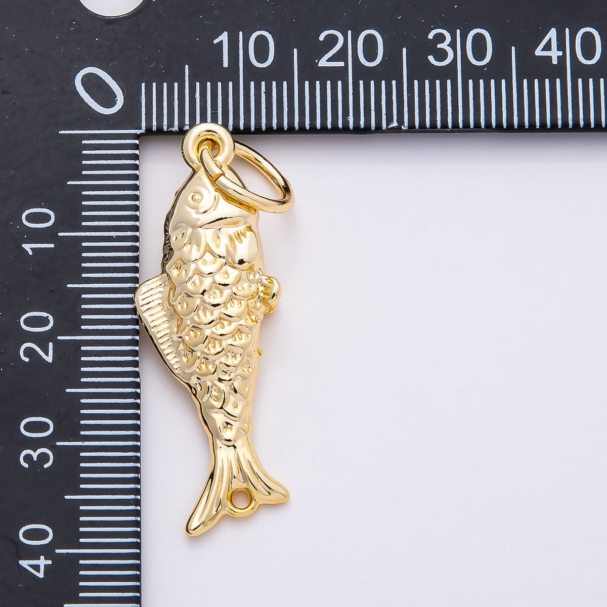 Stainless Steel 45mm Textured Multidimensional Fish Charm Pendant| J595